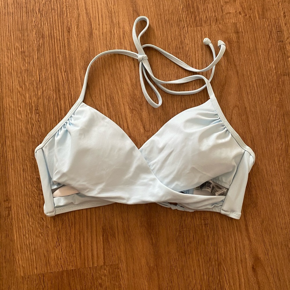 Victoria’s Secret PINK Light Blue Wrap Swim Top M